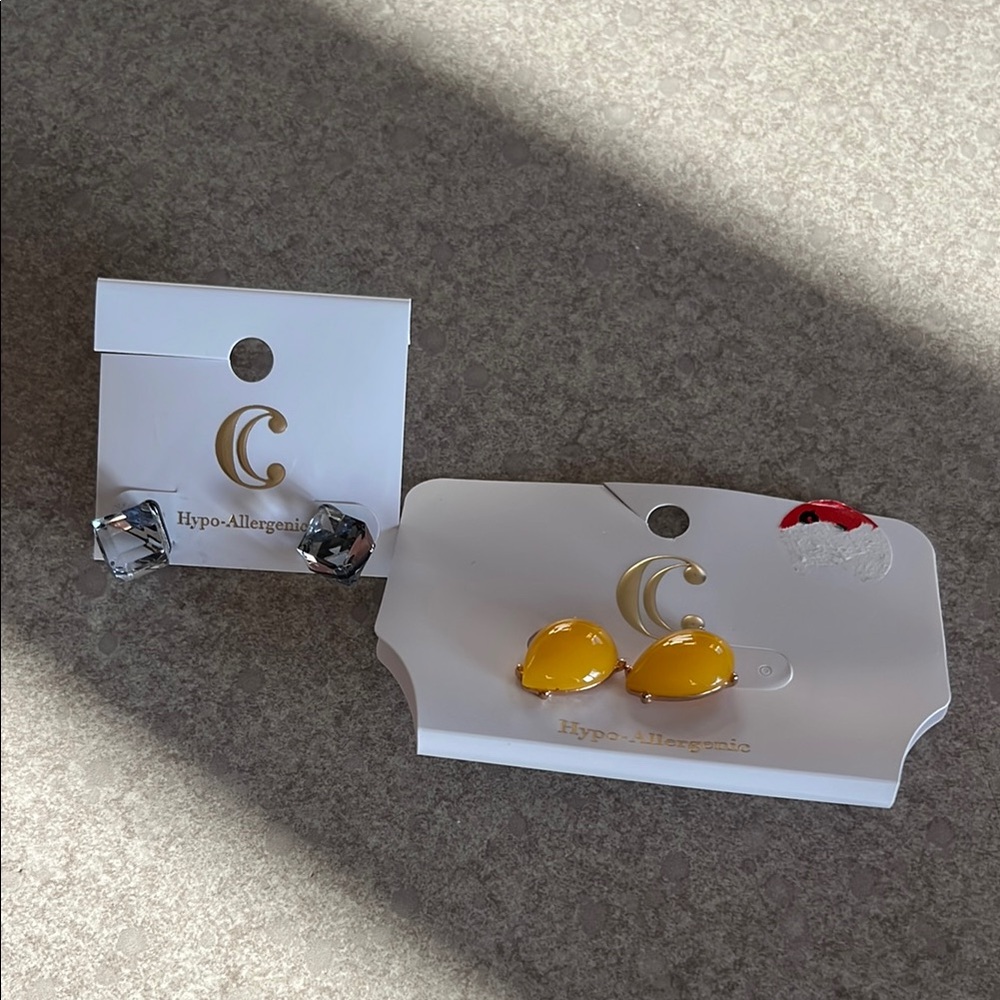 Yellow and Silver Hypo-Allergenic Earrings